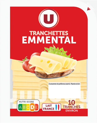 Tranchettes d'emmental pasteurisé 30%MG, barquette de 200g