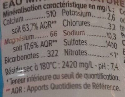 Eau minérale naturelle magnésienne