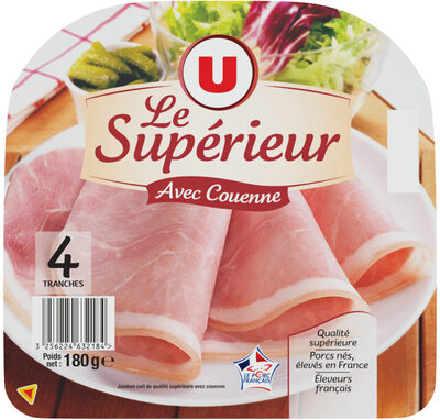 Jambon cuit supérieur avec couenne x4 - 180g