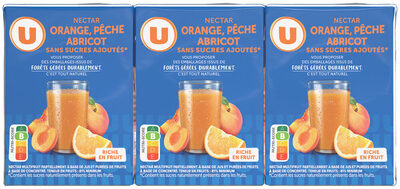 Nectar orange/pêche/abricot sans sucres ajoutés, briquette 6x20cl