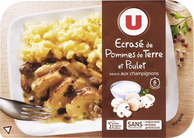 Ecrasé pommes de terre et poulet sauce champignon