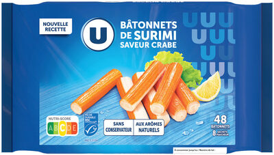 Bâtonnets de préparation à base de chair de poisson saveur crabe - x48- 768g