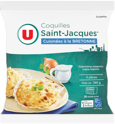 Coquilles St Jacques MSC 30% noix cuisinées à la bretonne x4 - 360g
