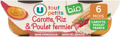 Plat bébé du midi Carotte, riz & poulet fermier, de6 à 12 mois - 2x200g - Repas bébé