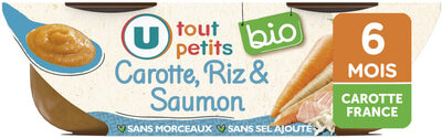 Plat bébé du midi Carotte, riz & saumon, de 6 à 12 mois - 2x200g - Repas bébé