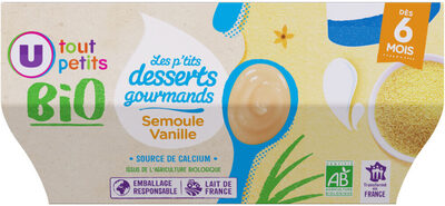 Crème dessert Bébé semoule vanille, de 6 à 12 mois - 4x100g