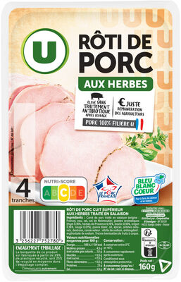 Roti de porc herbes Bleu Blanc Coeur - x4 tranches 160g