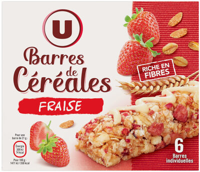 Barres de céréales blé complet fraise x6 - 126g