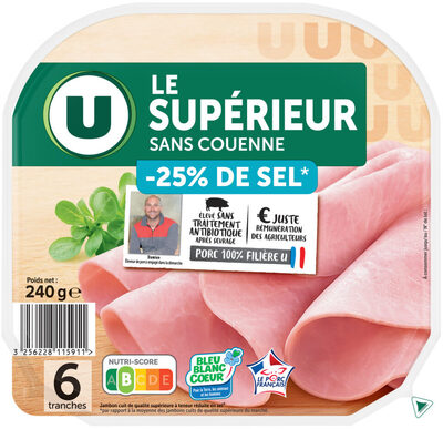 Jambon Supérieur sans couenne -25% sel - x6 tranches, 240g