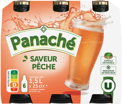 Panaché aromatisé pêche <1% vol., pack bouteille 6x25cl