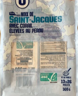 Noix St Jacques avec corail élévées et surgelées au Pérou 300g