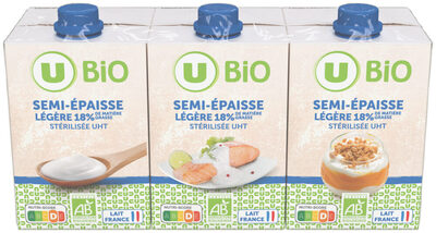 Crème semi épaisse légère stérilisée uht 18%mg 3x20cl