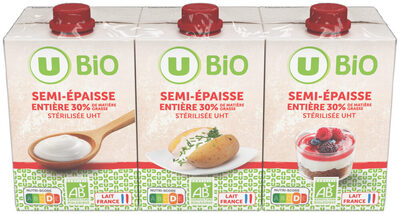 Crème semi épaisse entière stérilisée uht 30%mg 3x20cl