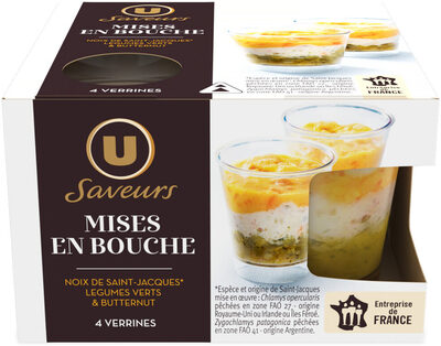 Mises en bouche Saint-Jacques, légumes verts, butternut, 4 verrines -160g