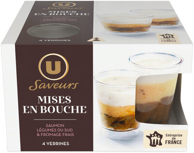 Mises en bouche saumon, fromage frais, légumes du Sud, 4 verrines - 160g