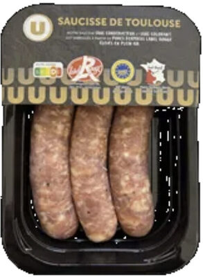 Saucisse de Toulouse porc fermier, Label Rouge, IGP du Sud Ouest, France, 3 pièces barquette 300g