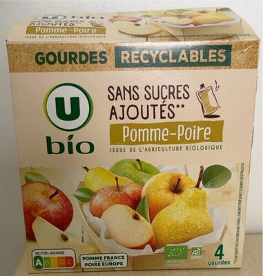 Dessert fruitier Purée de pomme et poire sans sucre ajouté 4 coupellesde 90g, 360g