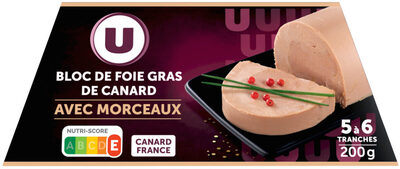 Bloc de foie gras de Canard avec 30% morceaux origine France - 200g