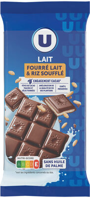 Chocolat au lait fourré riz soufflé - tablettes 2x100g