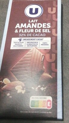 Chocolat lait amandes effilées et pointe de sel, - tablette 100g
