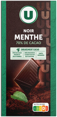 Chocolat noir aromatisé à l'arome nature de menthe 100g