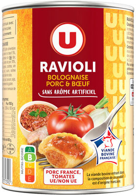 Ravioli bolognaise porc boeuf VBF, boîte 400g