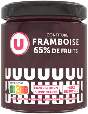 Confiture framboise 65% de fruits, 320g