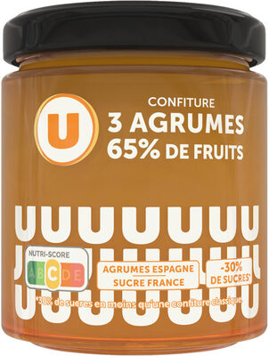 Confiture 3 agrumes 65% de fruits, 320g