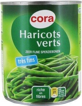 Haricots Verts Très Fins, 440 Grammes, Marque Cora