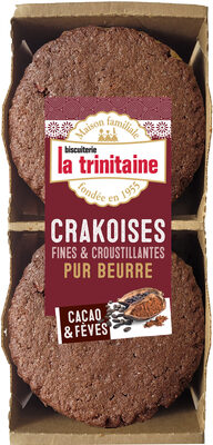 Crakoises fines et croustillantes pur beurre au cacao et aux fèves de cacao