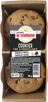 Cookies fins et croustillants pur beurre au chocolat noir et au chocolat blanc