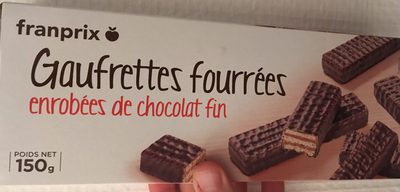 Gaufrettes fourrées enrobées de chocolat fin