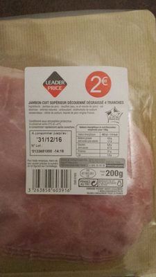 Jambon cuit supérieur découenné dégraissé