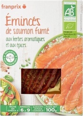 éminces saumon fumé herbes arom bio