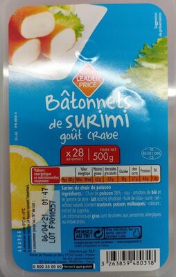 Bâtonnets de Surimi goût crabe