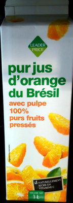 Pur jus d'orange du Brésil avec pulpe
