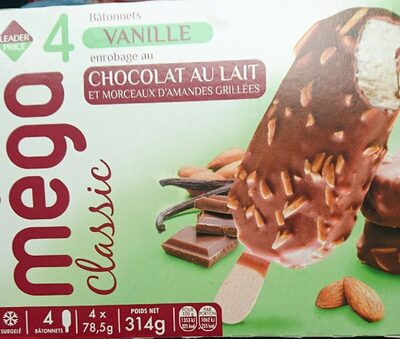 Bâtonnet vanille enrobage chocolat au lait amandes grillées