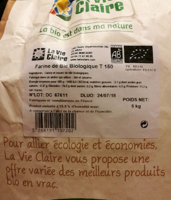 Farine de blé Biologique T150 5kg