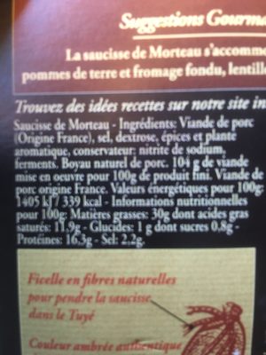 Saucisse de Morteau - crue