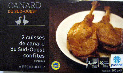 2 cuisses de canard du Sud-Ouest confites surgelées