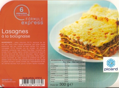 Lasagnes à la bolognaise, Surgelées