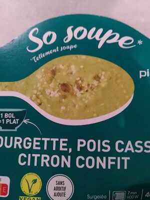 So soupe - Courgette, pois cassé, citron confit