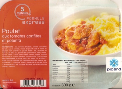 Poulet aux tomates confites et polenta