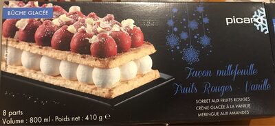 Bûche glacée façon millefeuille fruits rouges vanille