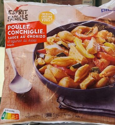 Poulet, Conchiglie, sauce au chorizo et légumes du soleil