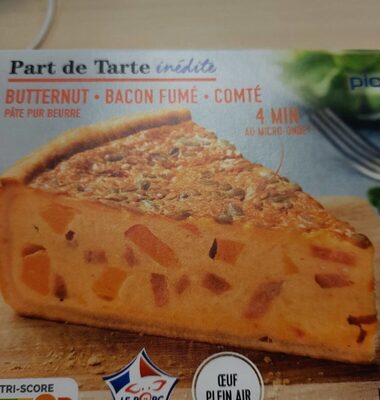 Part de tarte butternut bacon fumé comté