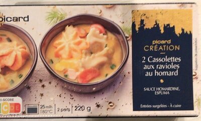 2 cassolettes aux ravioles au homard