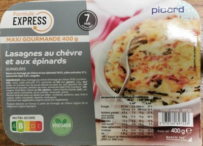 Lasagne au chèvre et aux épinards