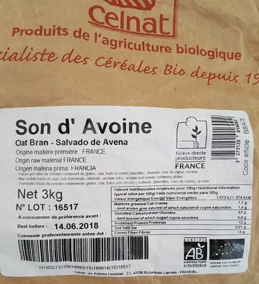 3KG Son Avoine bio