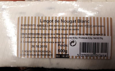 Lingot de nougat blanc